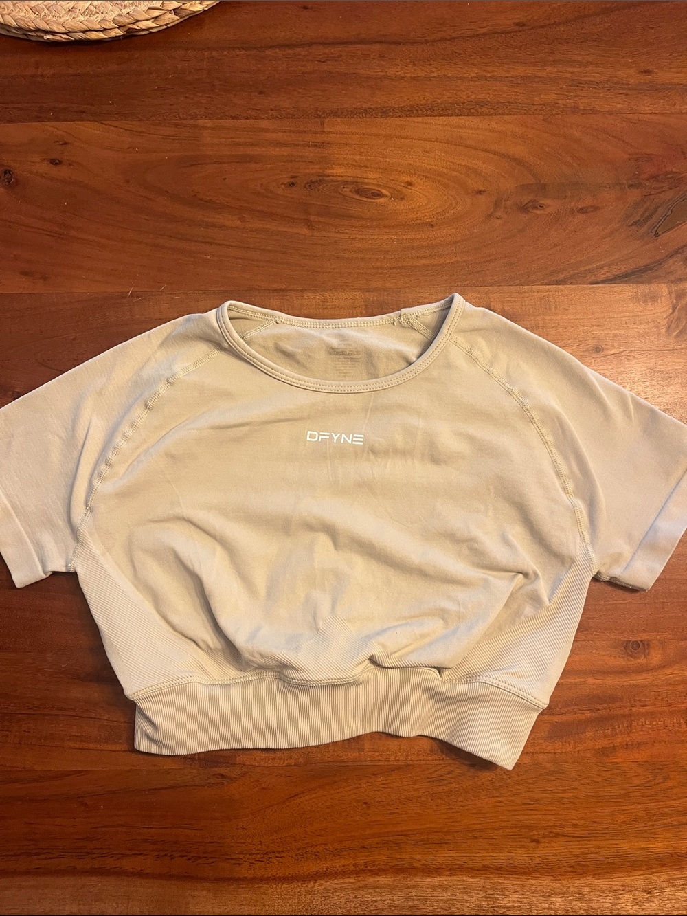 DFYNE Cream Crop Top with Elastic Hem